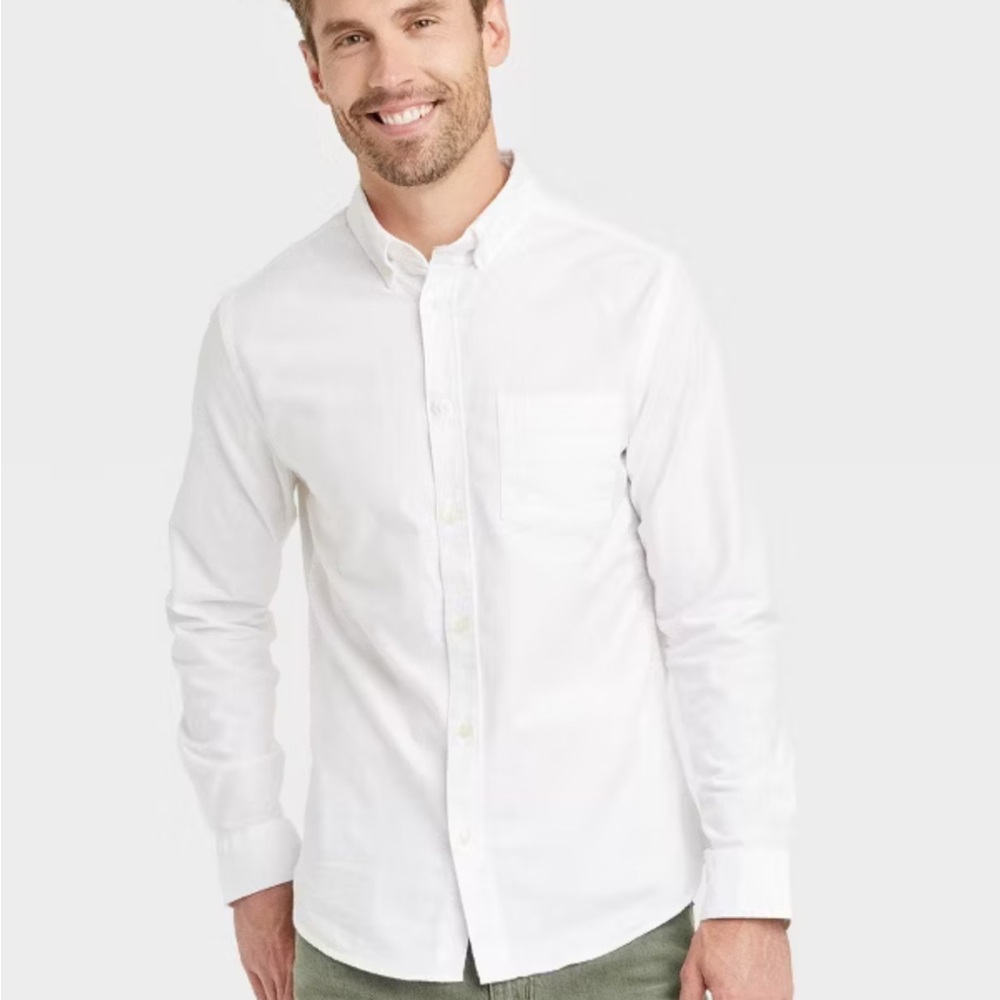 George Men Oxford Business Casual Button-Down Shirt Size S 14-14.5” 32-33” NWT